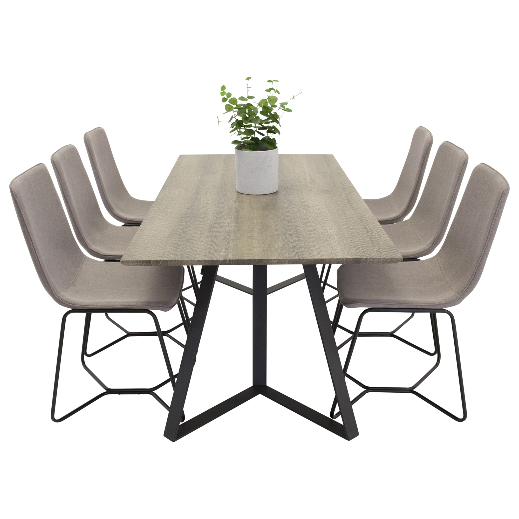 Malang Dining Table+X-Dining Chair Grå