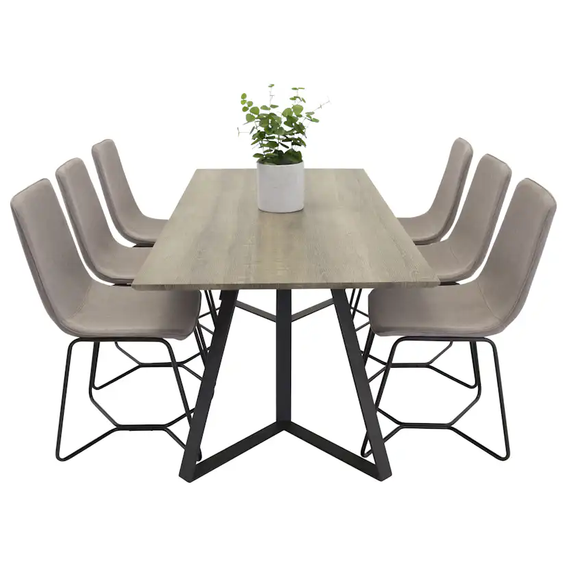 Malang Dining Table+X-Dining Chair Grå