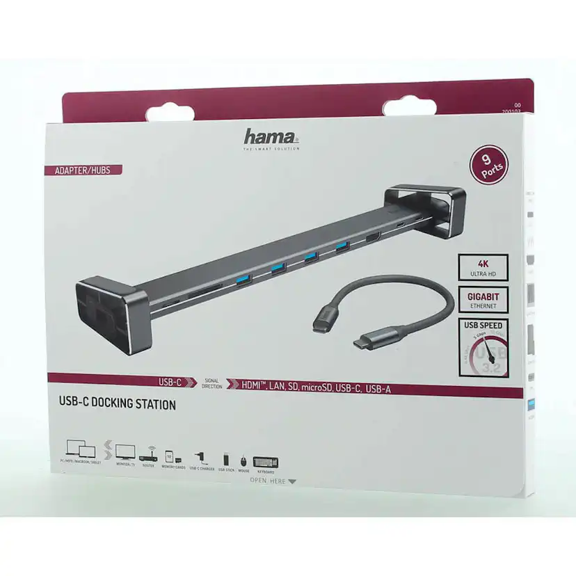Dockningsstation Hama Usb-C 9X Portar Grå