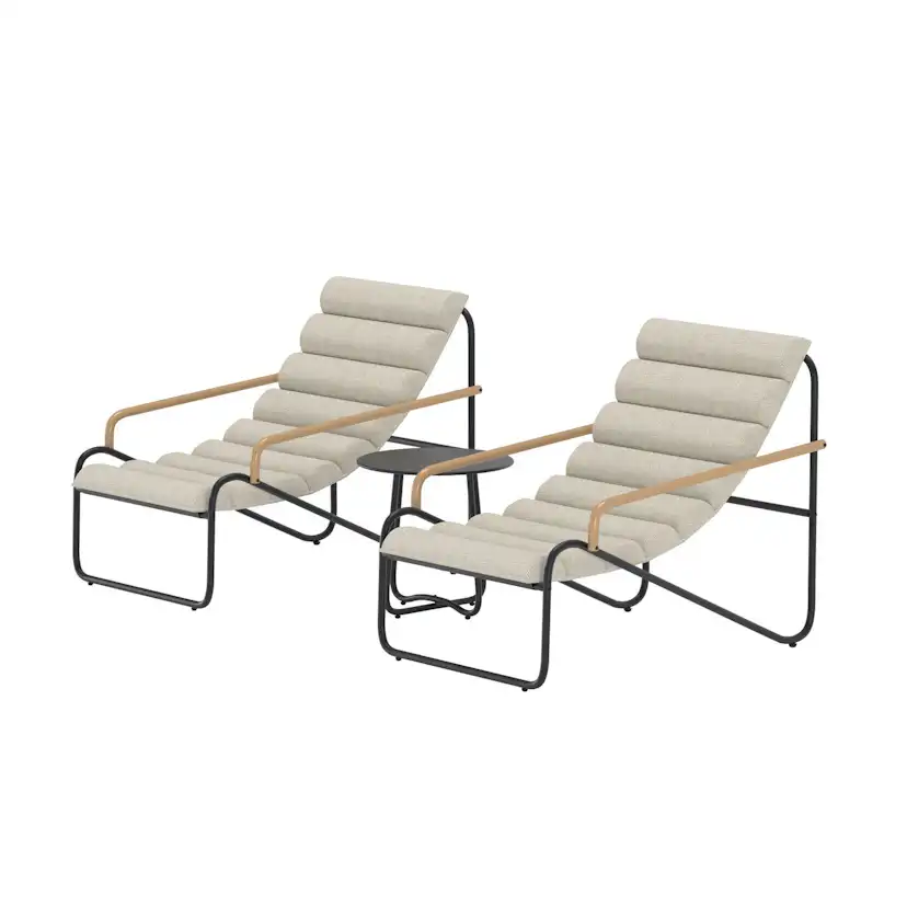 Ithaka Lounge Set - Black / Beige Stomme: Svart