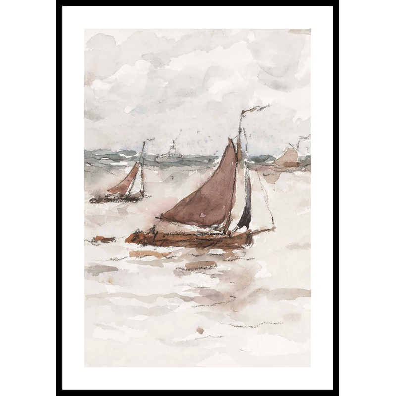 Zeilende Vissersschepen Op De Schelde By Carel Nicolaas Stor 50x70 cm