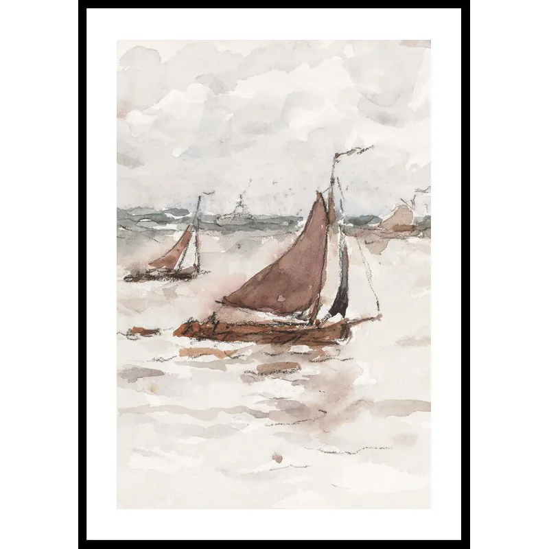 Poster Gallerix Zeilende Vissersschepen Op De Schelde By Carel Nicolaas Storm