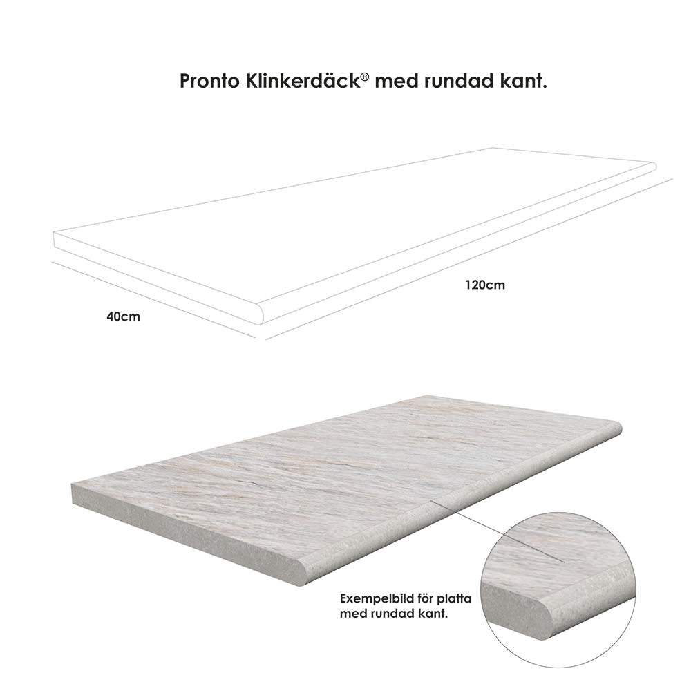 Poolkant/trappsteg Pronto Klinkerdäck Cortina Cenere 40x120 cm