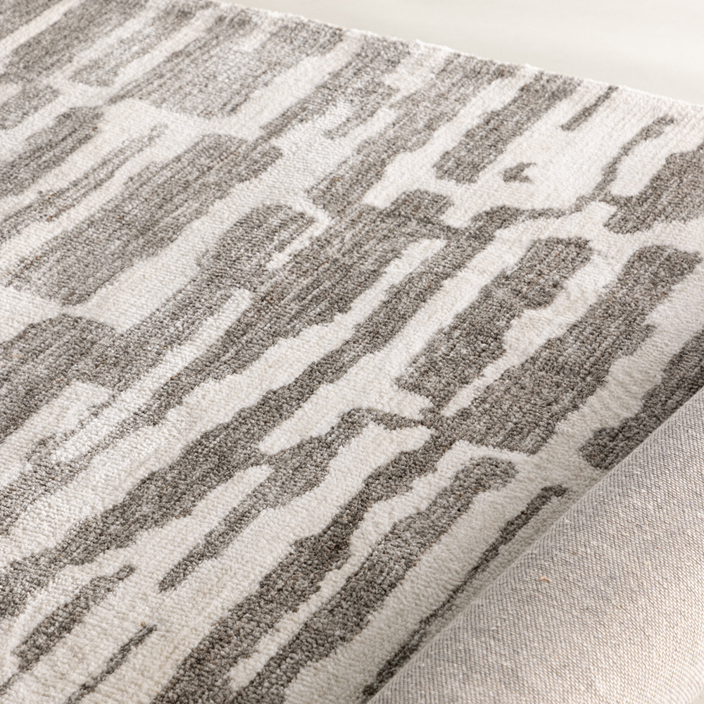 Milos Micropolyester - 230*160-Rectangular-White/Grey Grå, 160x230 cm