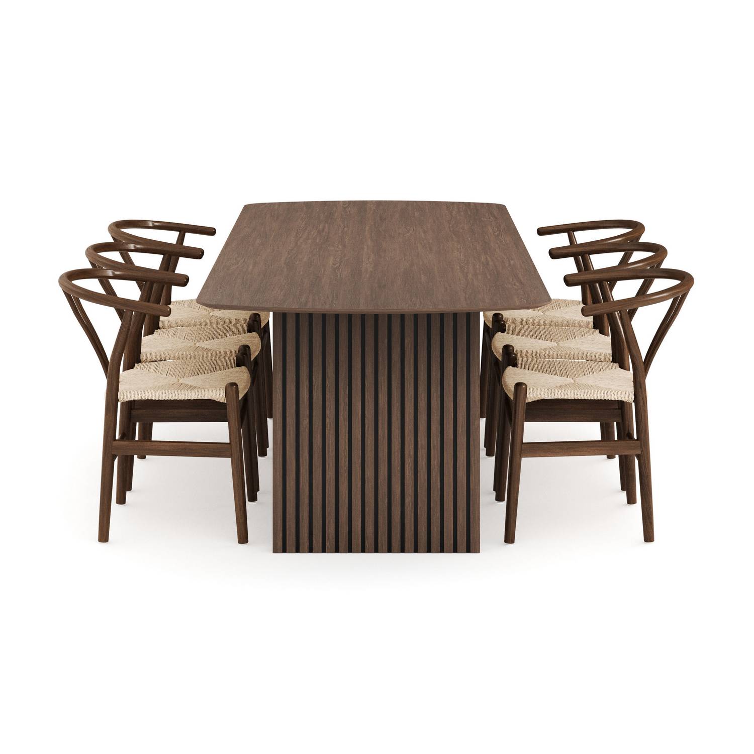 Matgrupp Bark Richeto Rektangulärt Matbord 240 cm med 6 Dastoori Matstol