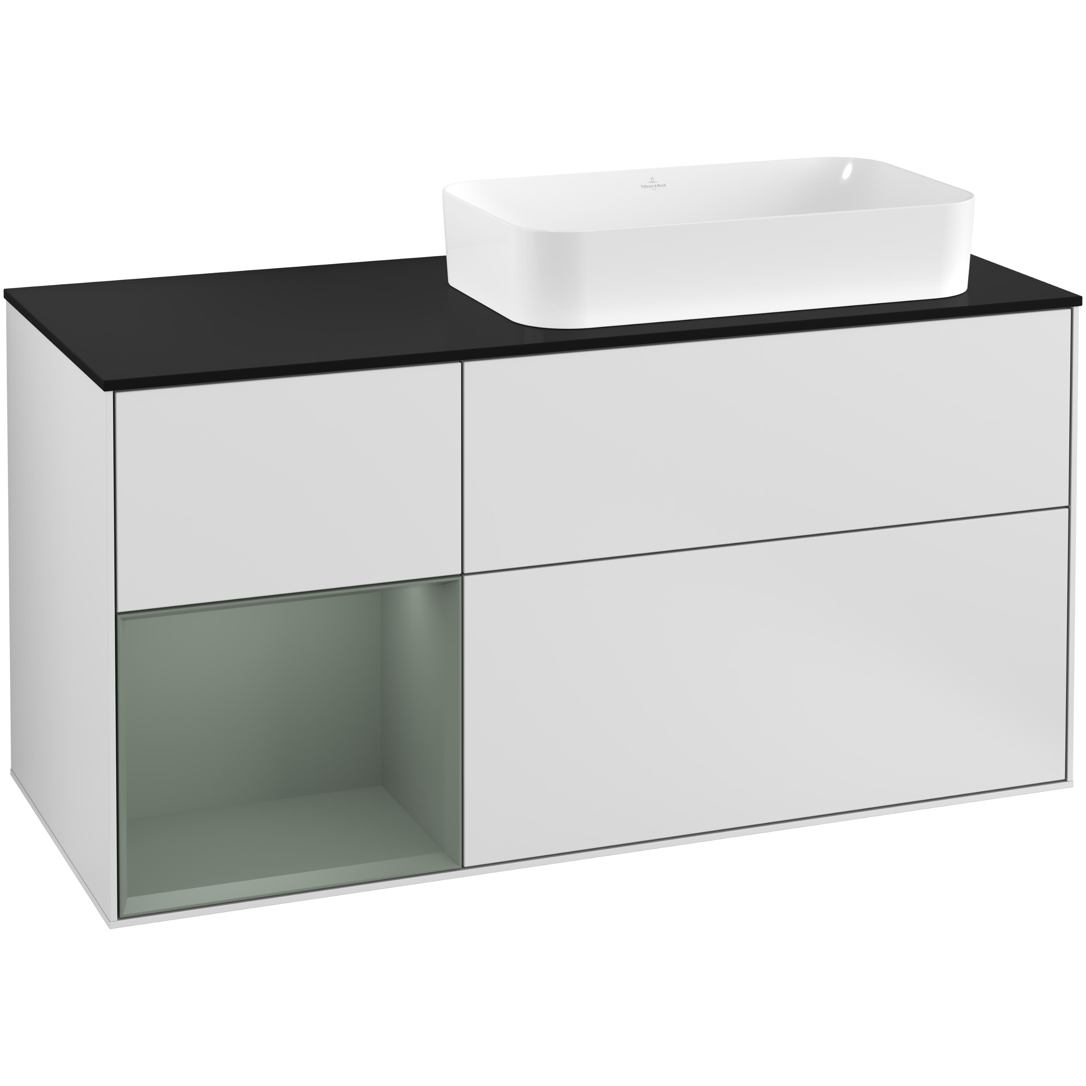 Tvättställsskåp Villeroy & Boch Finion med 3 Lådor Hylla och Bänkskiva för Ocentrerat Fristående Tvättställ