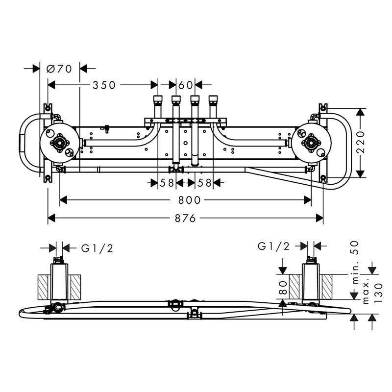 Inbyggnadsdel Axor för ShowerHeaven 1200/300 4jet