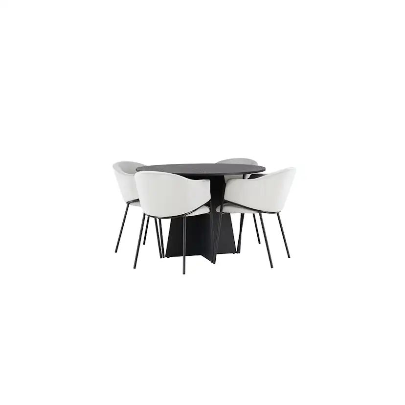 Matgrupp Venture Home Bootcut Ø110 cm med 4 st Evelina stolar