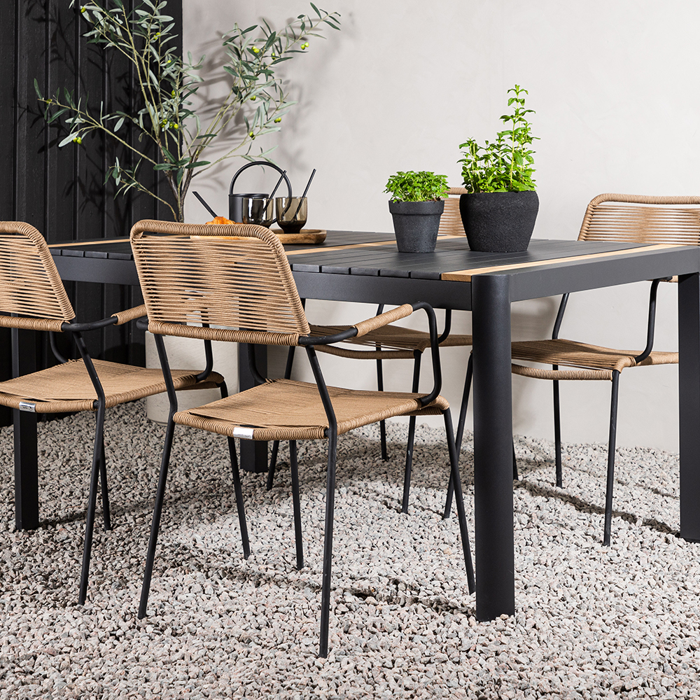 Matgrupp Utomhus Venture Home Togo 150x100 cm med 4 Lindos Trädgårdsstolar med Armstöd