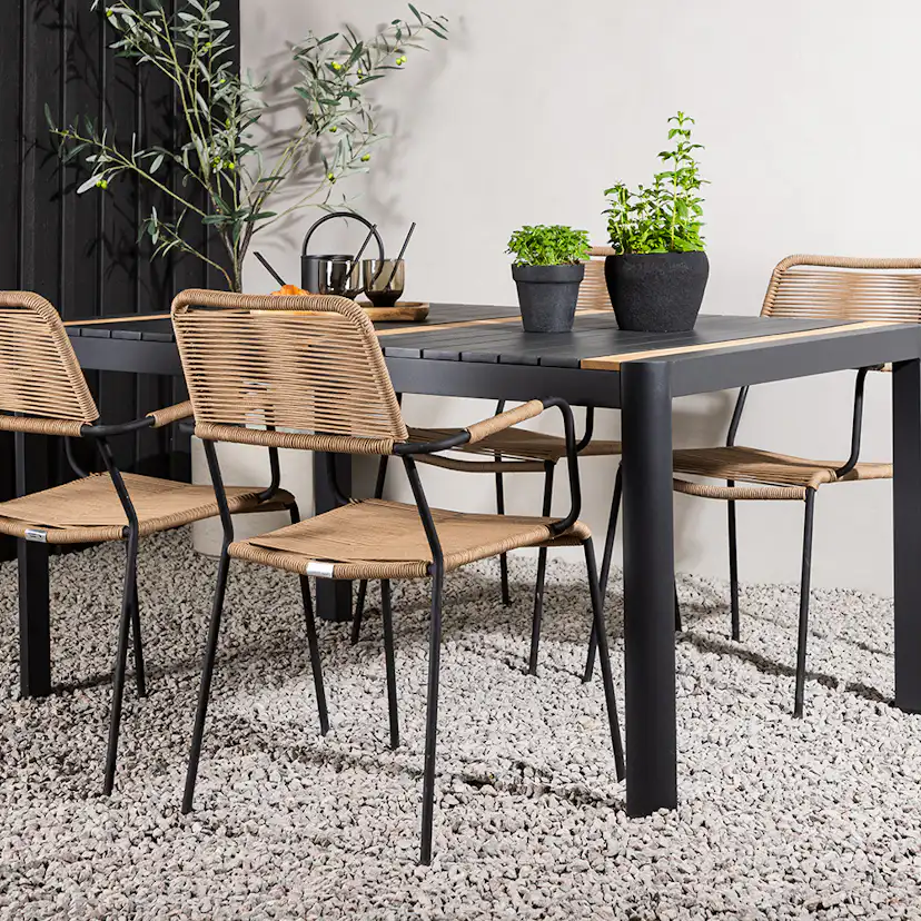 Matgrupp Utomhus Venture Home Togo 150x100 cm med 4 Lindos Trädgårdsstolar med Armstöd