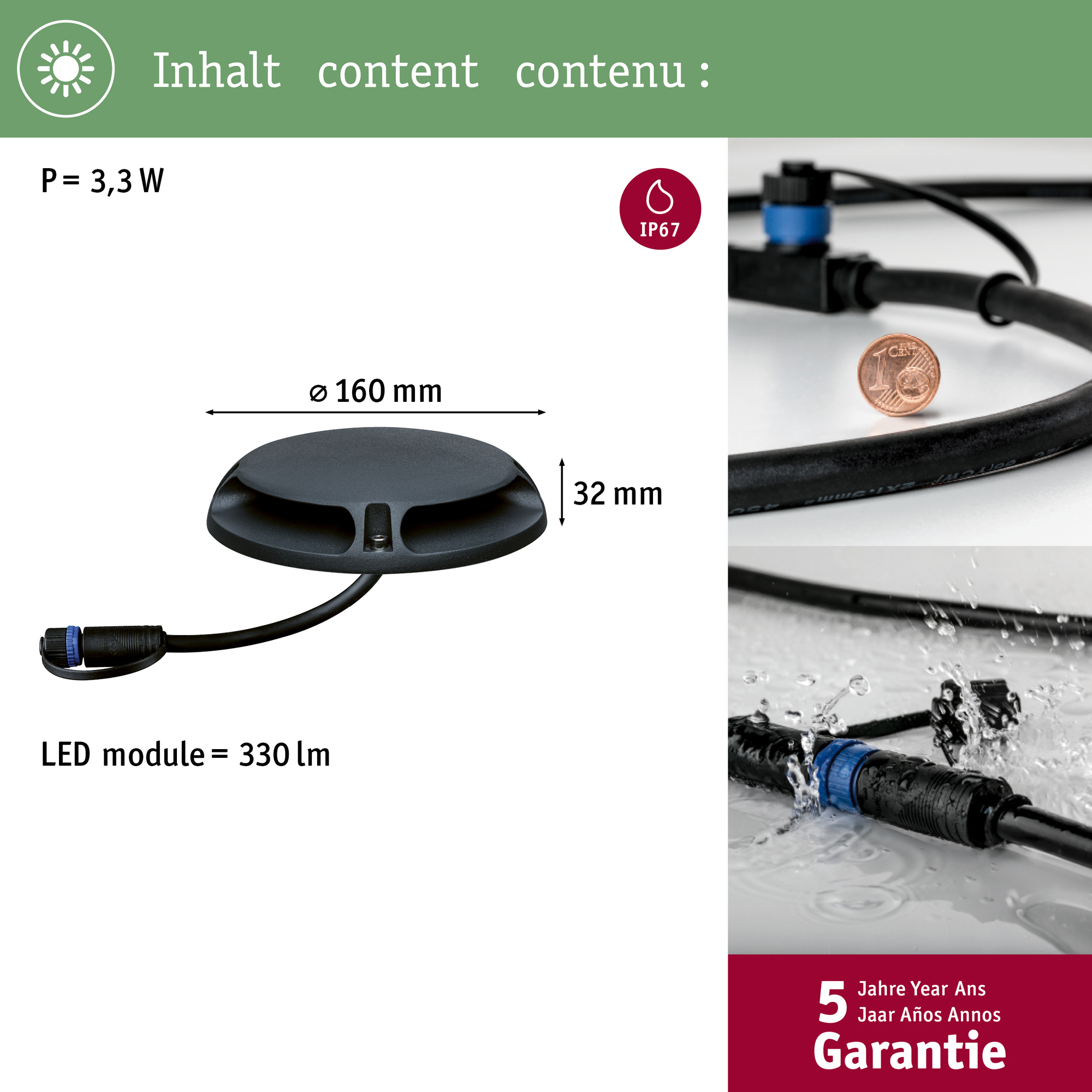 Markbelysning Paulmann Plug & Shine IP67 24V Diameter: 160 mm