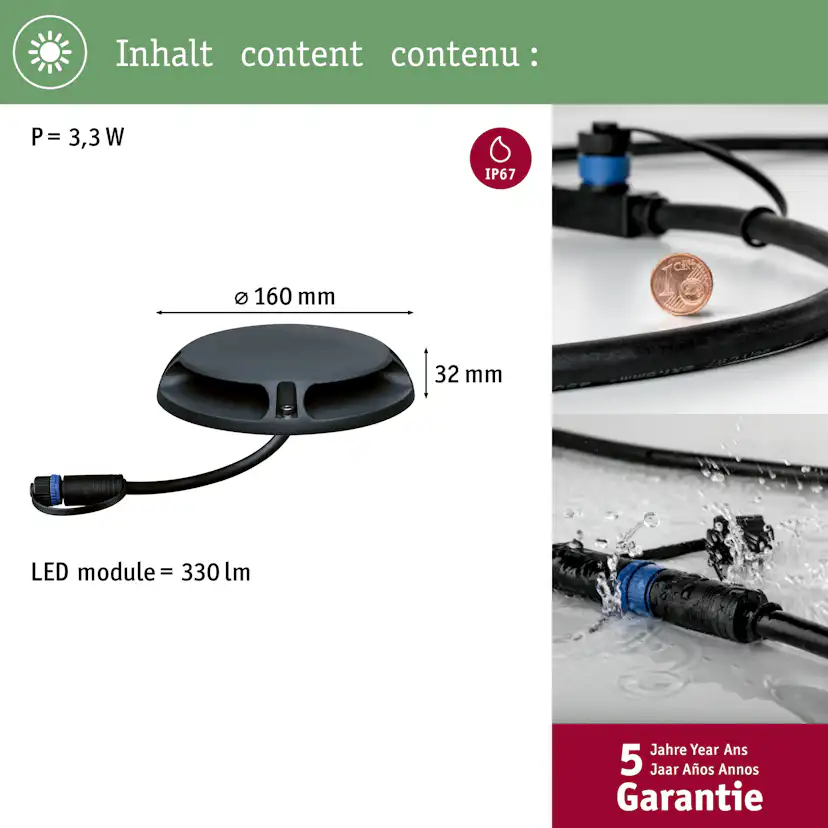 Markbelysning Paulmann Plug & Shine IP67 24V Diameter: 160 mm