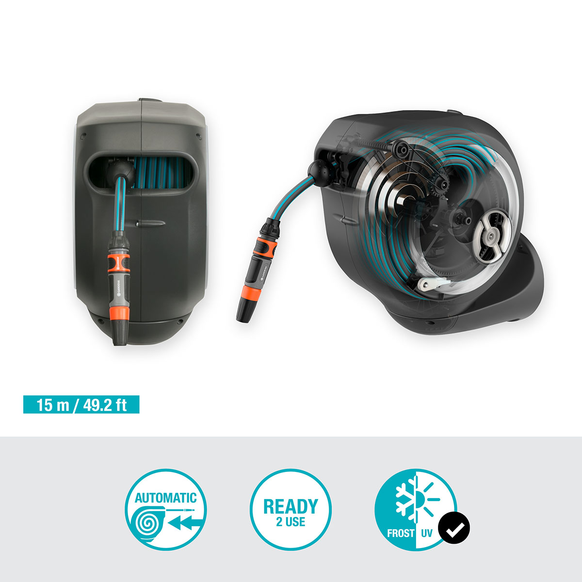 Slangbox Gardena RollUp S 15 m Vit