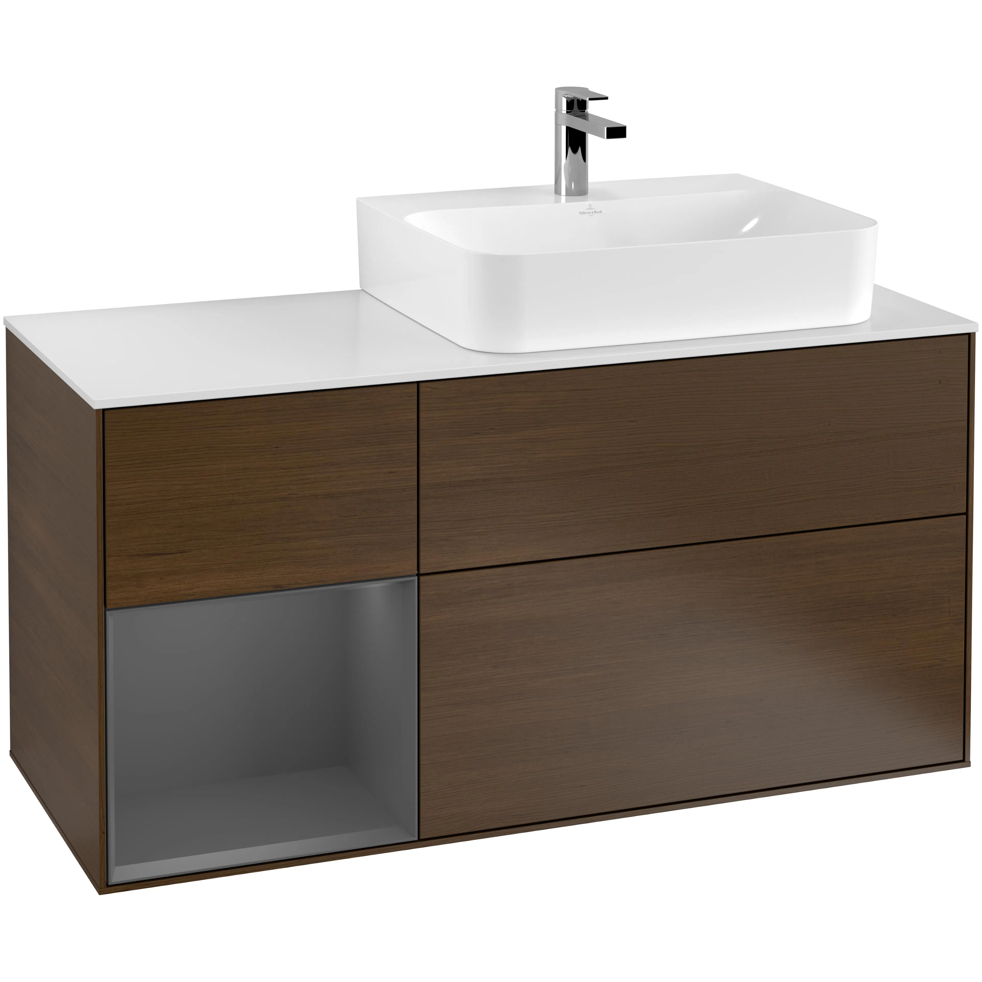 Tvättställsskåp Villeroy & Boch Finion med 3 Lådor Hylla och Bänkskiva för Ocentrerat Tvättställ