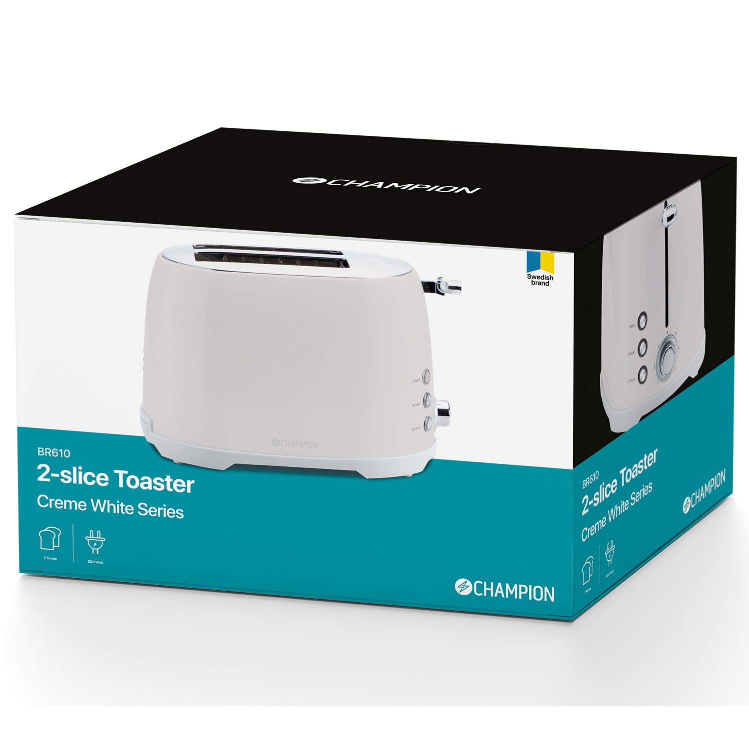 Brödrost Champion 2 skivor 800W BR610 Creme White Series