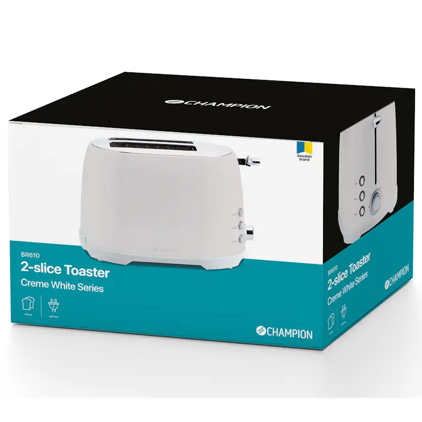 Brödrost Champion 2 skivor 800W BR610 Creme White Series