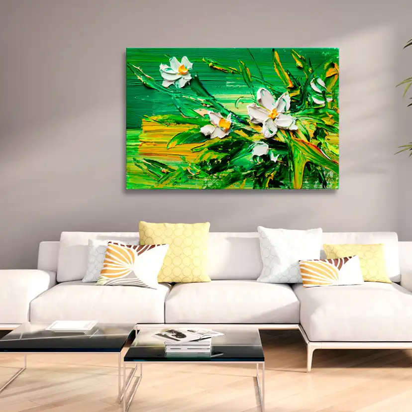 Tavla - Impressionist Style Flowers 120x80 120x80 cm