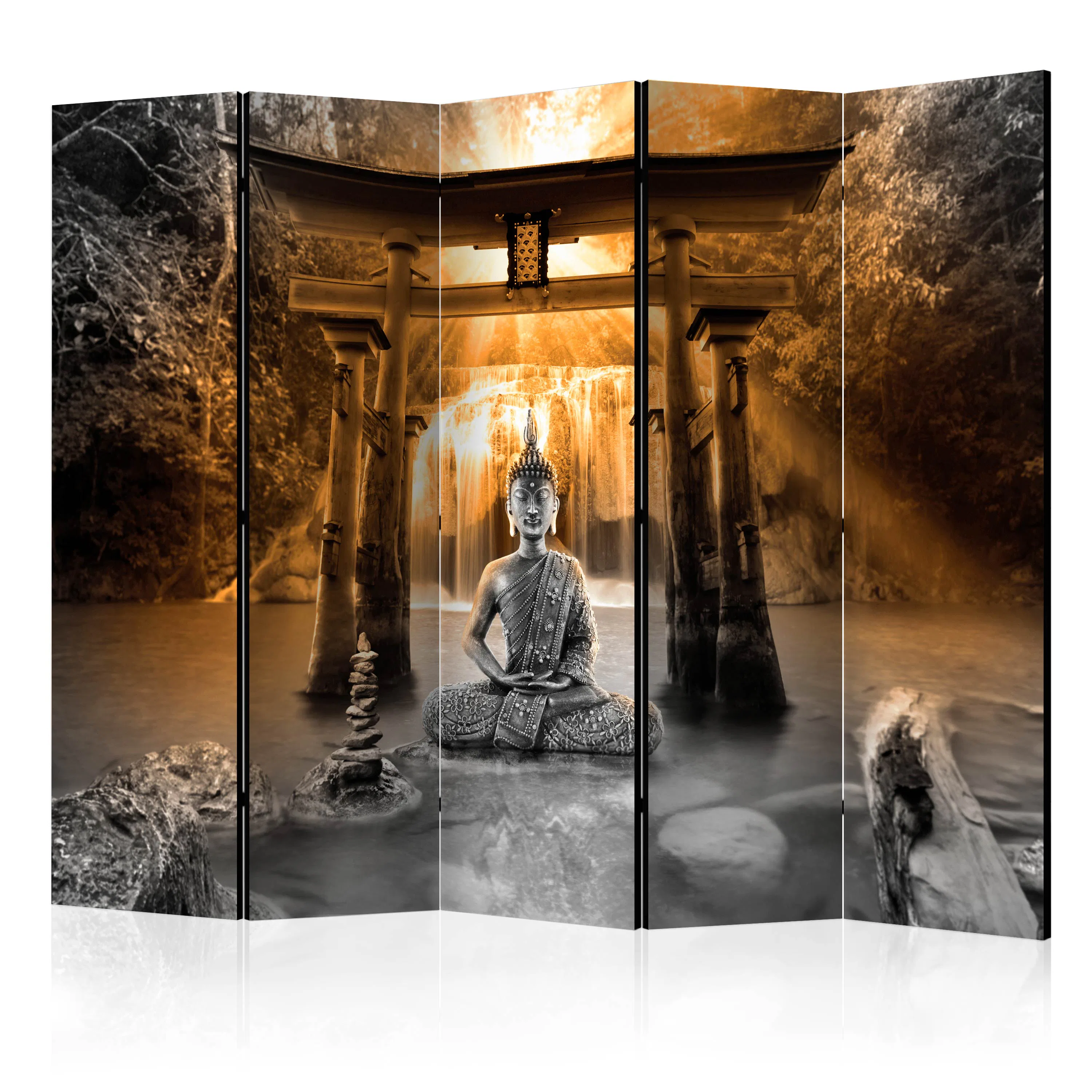 Rumsavdelare Skärmvägg Arkiio Buddha Smile Orange II 225x172 cm