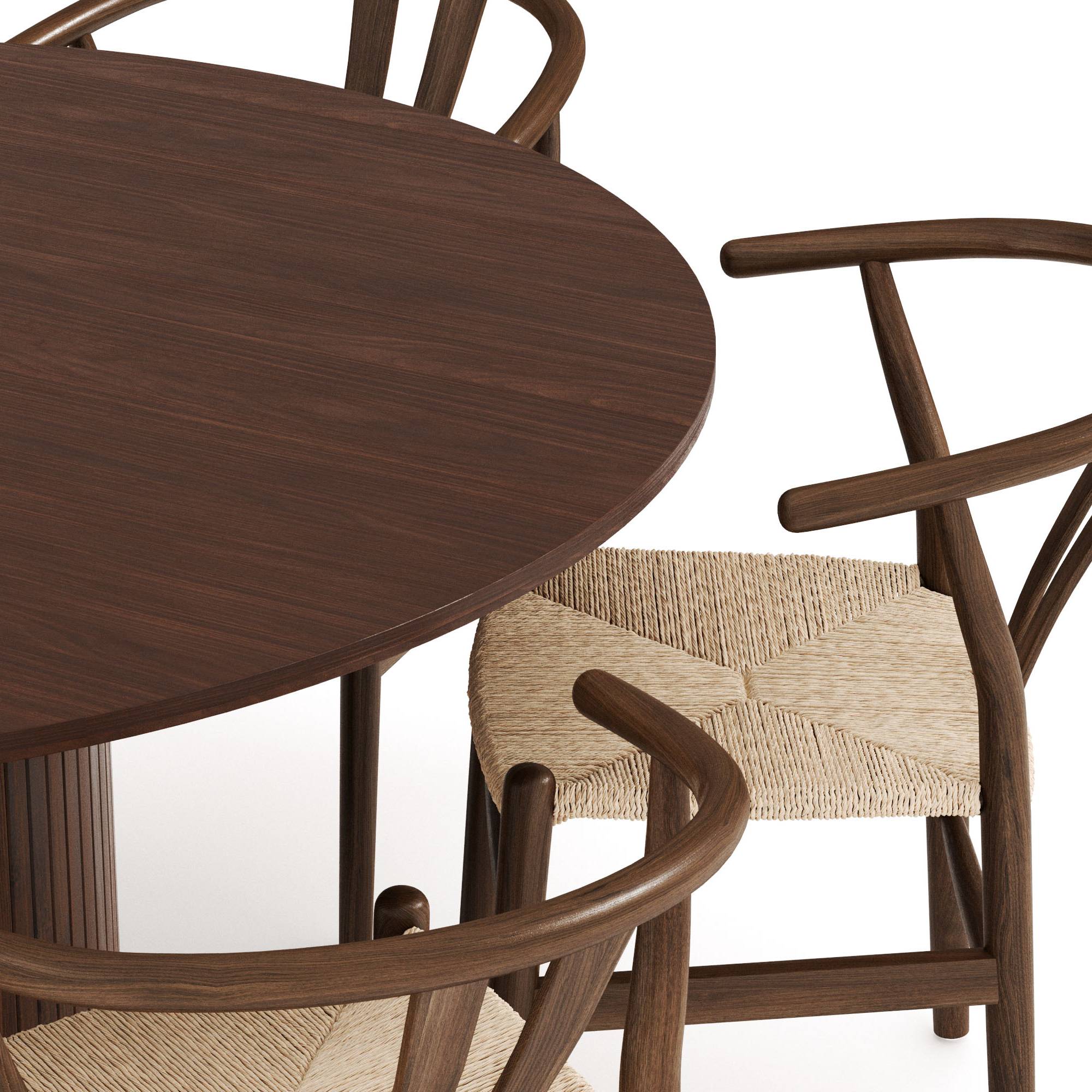 Matgrupp Bark Kopparbo Runt Matbord 150 cm med 6Dastoori V Matstol