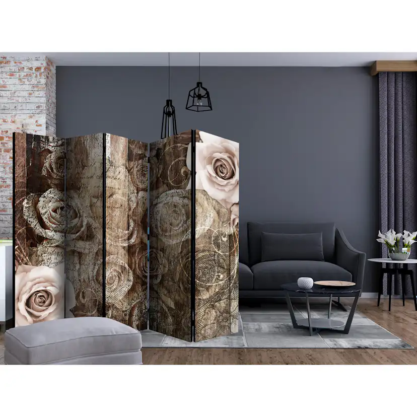 Rumsavdelare Skärmvägg Arkiio Old Wood and Roses II 225x172 cm