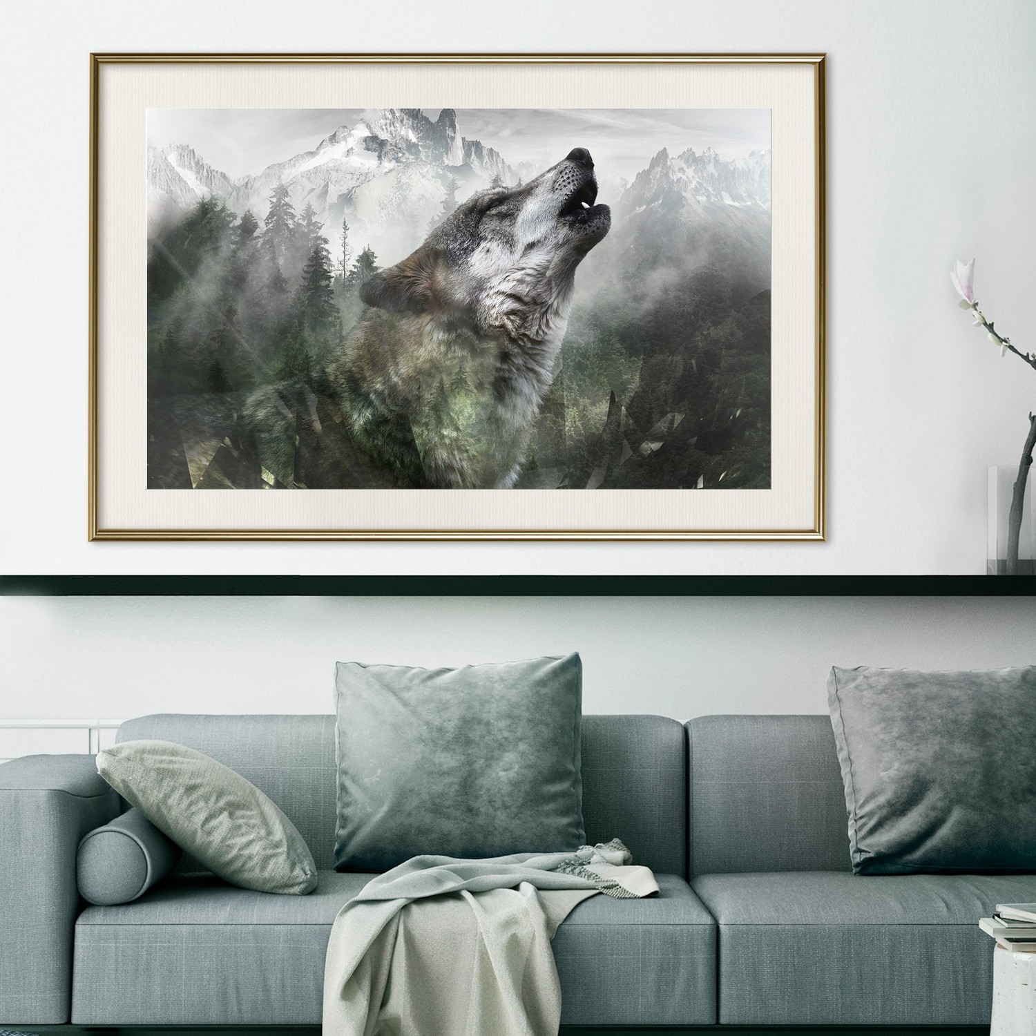 Poster Artgeist Affisch Howling Wolf