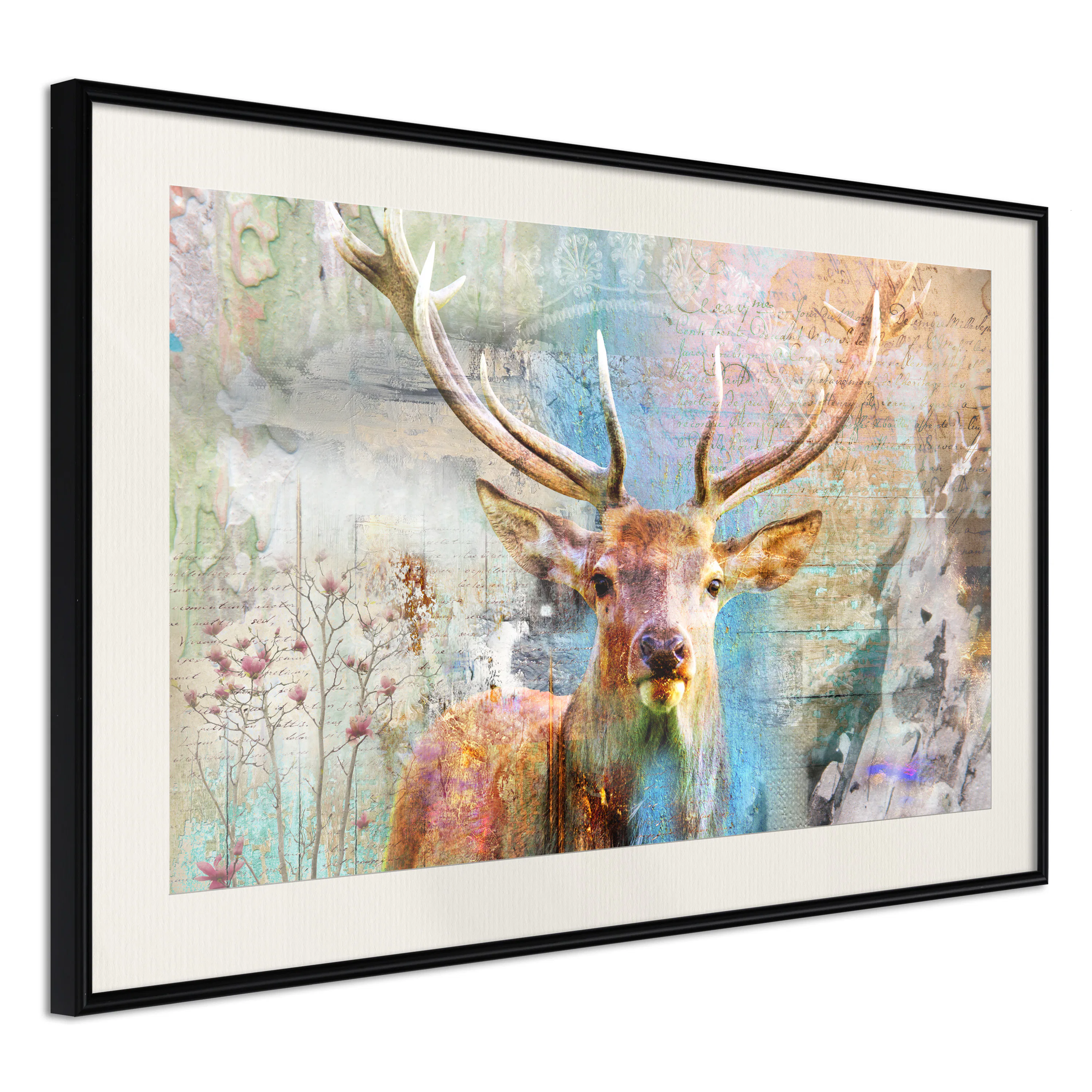 Poster Artgeist Affisch Deer on Wood