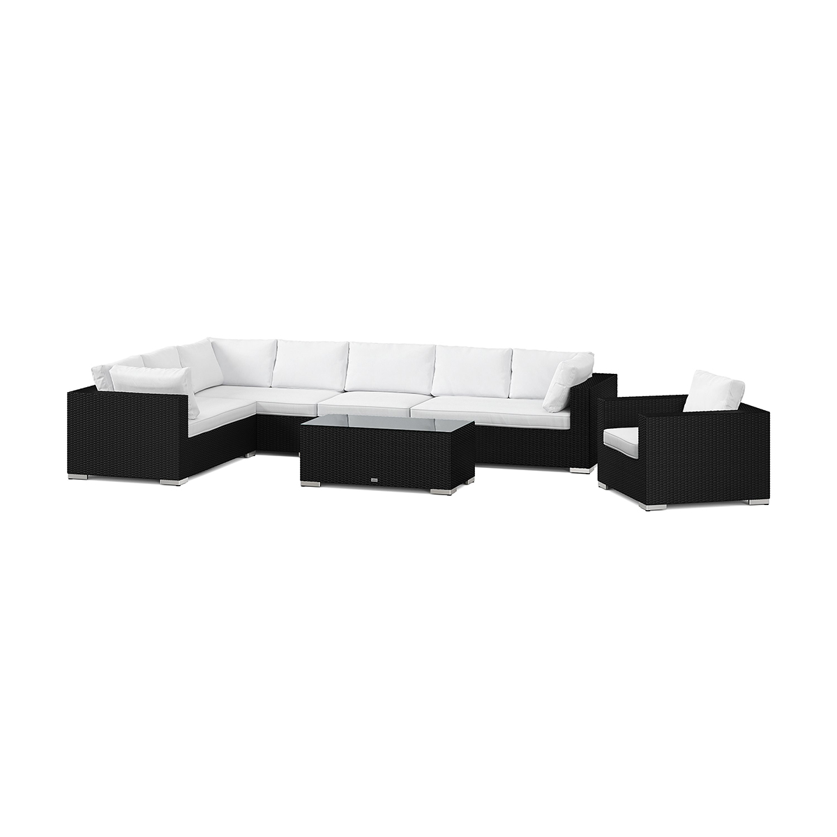 Loungegrupp Comfort Garden Bahamas utomhus L-soffa höger 8-sits med fåtölj och bord