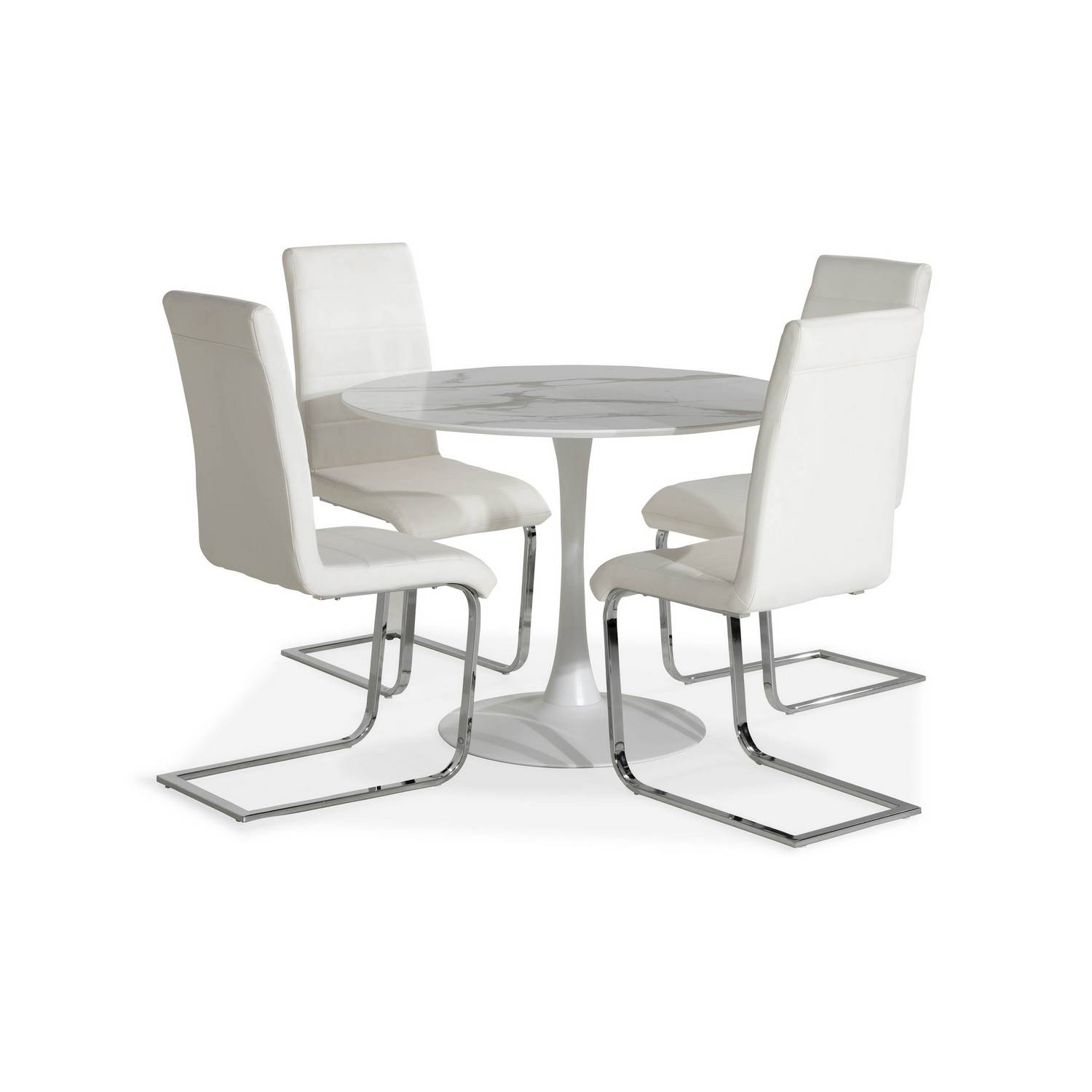 Matgrupp Basic Home Caitly Runt Matbord 100 cm med 4 CibusMatstol