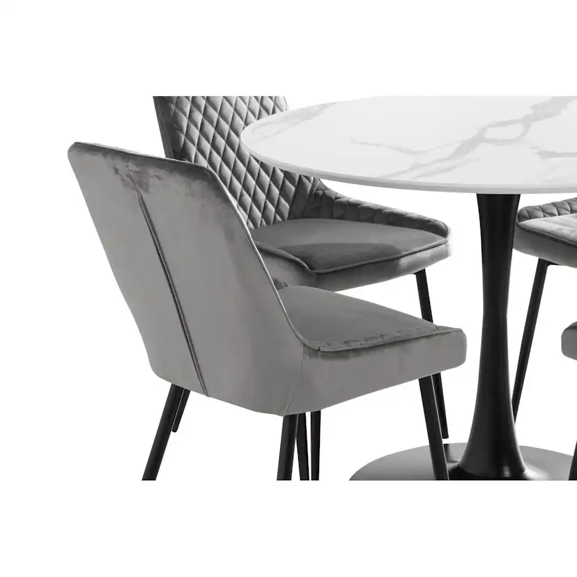 Matgrupp Basic Home Caitly Runt Matbord 100 cm med 4 Hennebyn Matstol