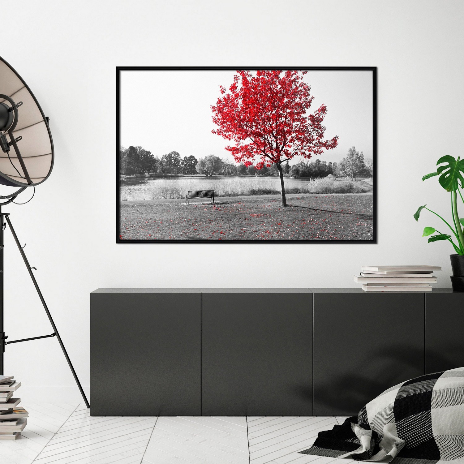 Affisch - Red Tree [Poster] 45x30 Svart ram, 45x30 cm