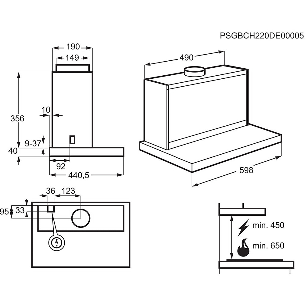 Vägghängd köksfläkt Electrolux LFG616W
