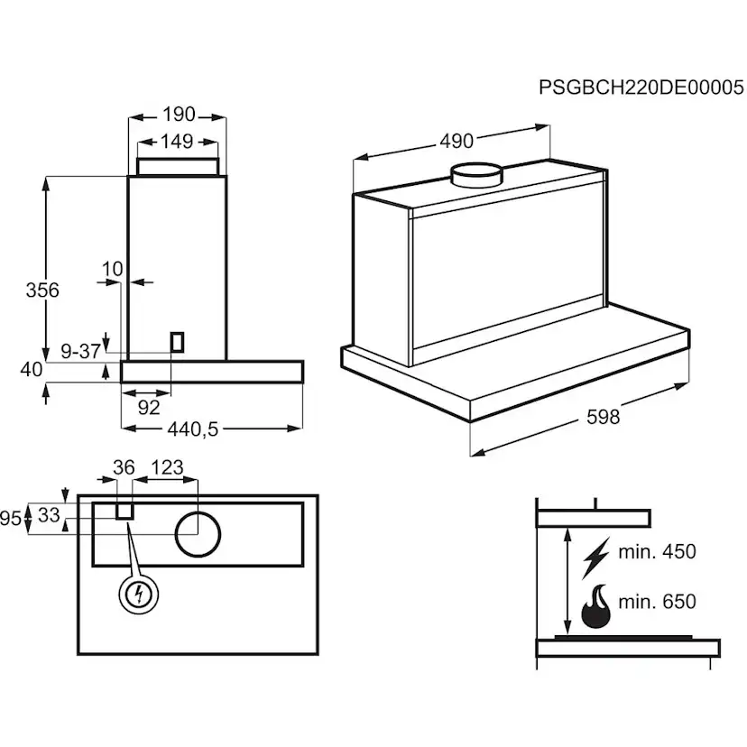 Vägghängd köksfläkt Electrolux LFG616W