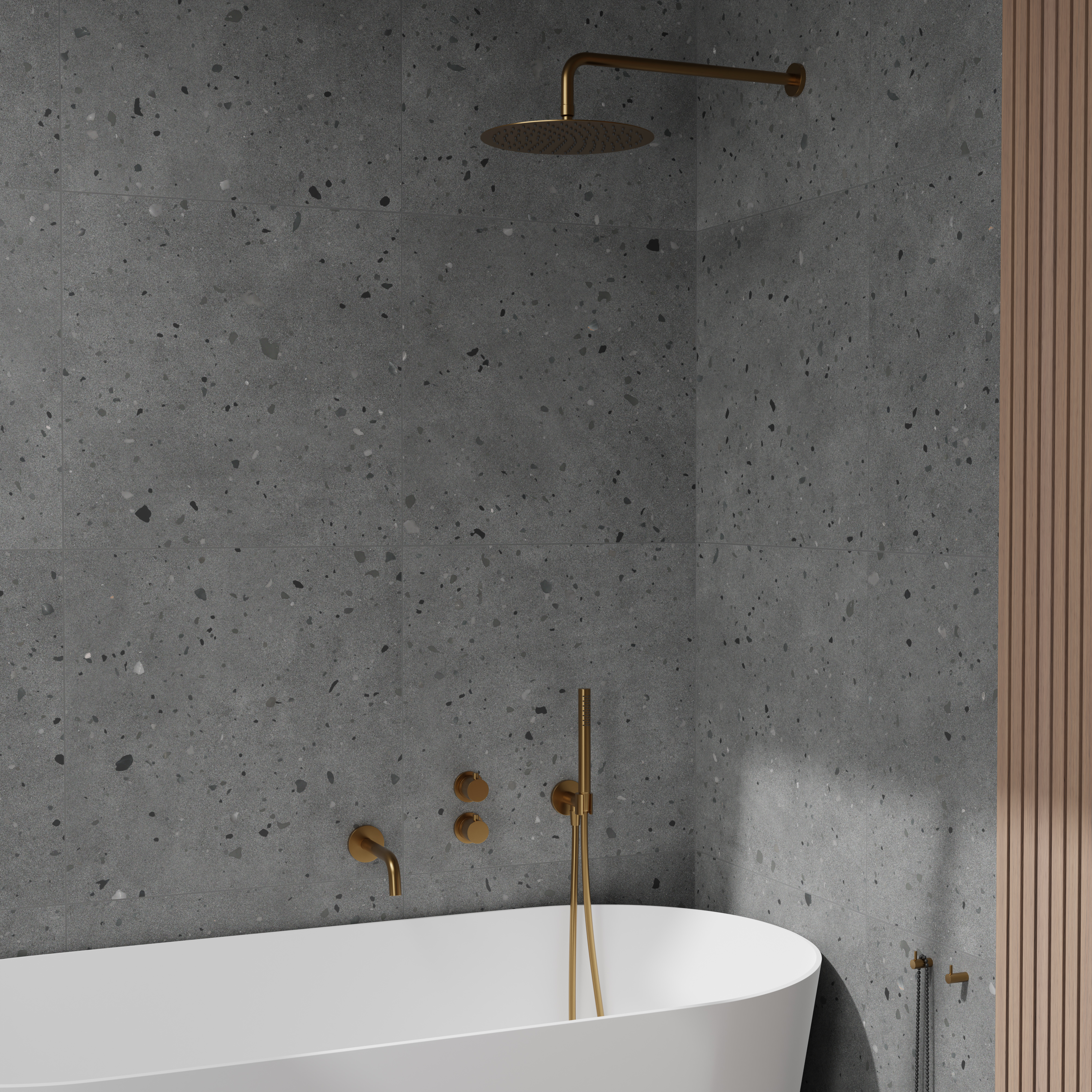 Takduschset Scandtap Steel Harmonized 3X för Inbyggnad Sand Sand/Mässing