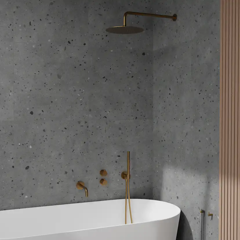 Takduschset Scandtap Steel Harmonized 3X för Inbyggnad Sand Sand/Mässing