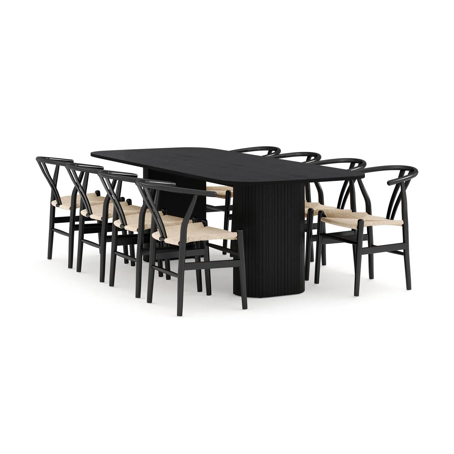 Matgrupp Bark Kopparbo Rektangulärt Matbord 240 cm med 8 Dastoori Matstol