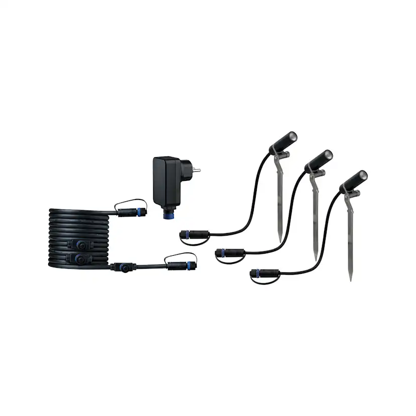 Spotlight Paulmann Plantini Plug & Shine LED IP65 24V 3-pack med Kabel och Transformator