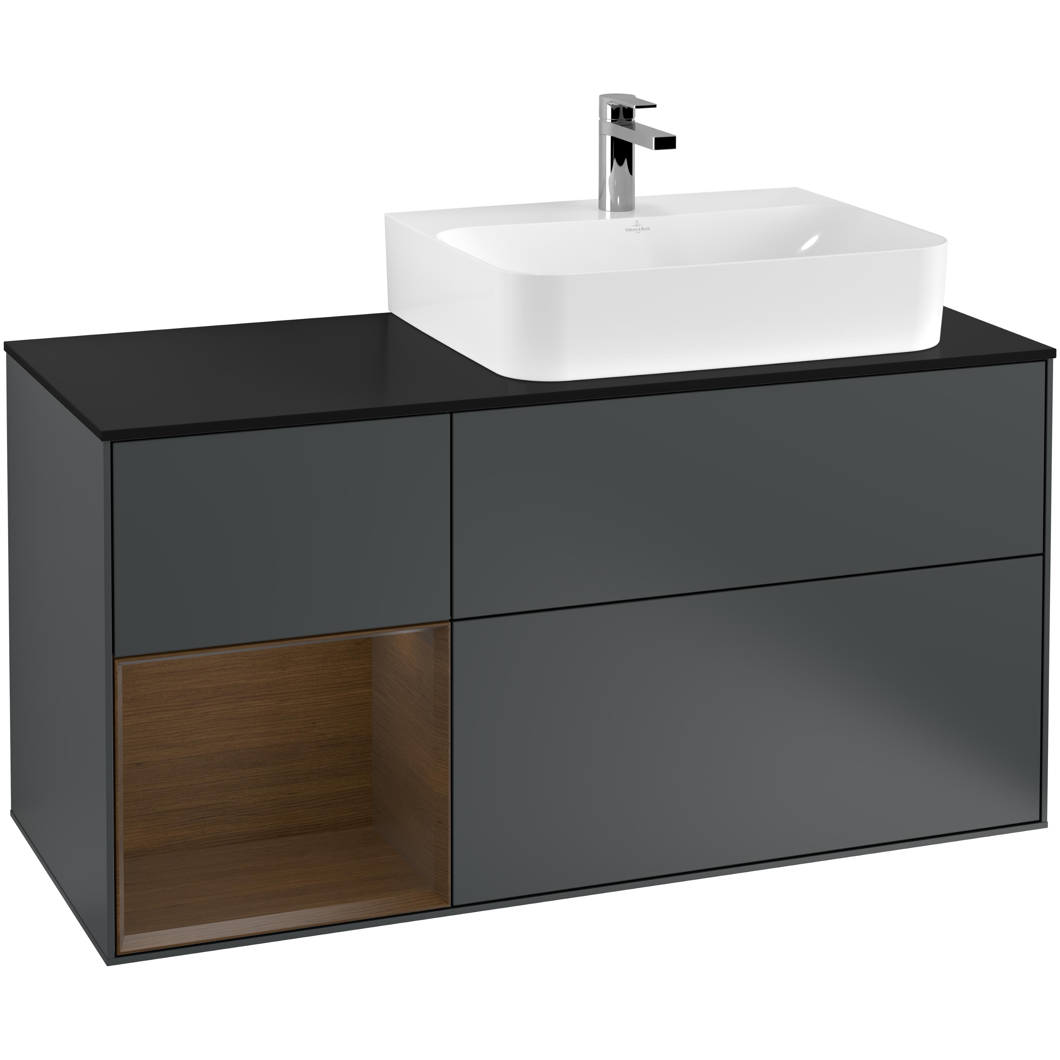 Tvättställsskåp Villeroy & Boch Finion med 3 Lådor Hylla och Bänkskiva för Ocentrerat Tvättställ