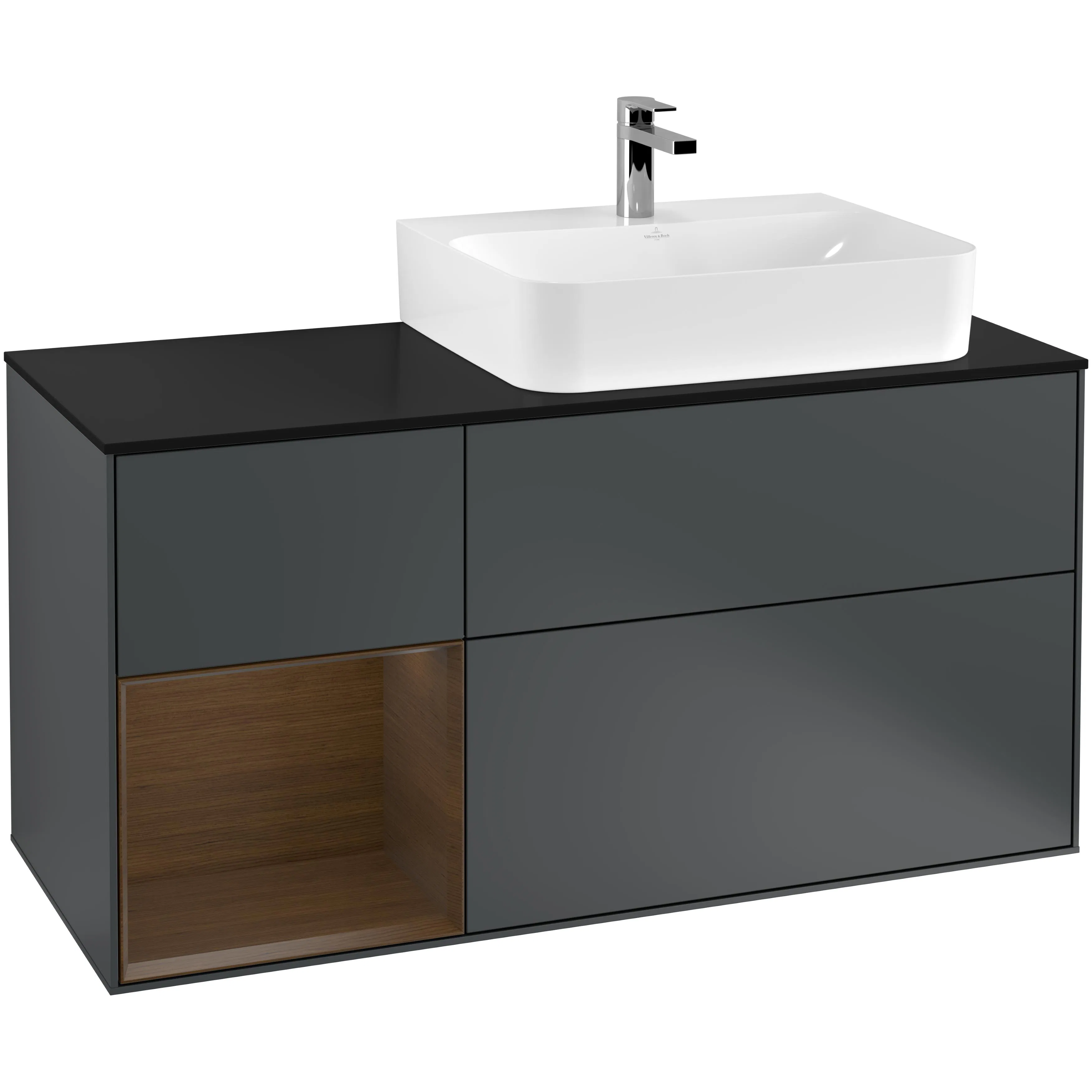 Tvättställsskåp Villeroy & Boch Finion med 3 Lådor Hylla och Bänkskiva för Ocentrerat Tvättställ