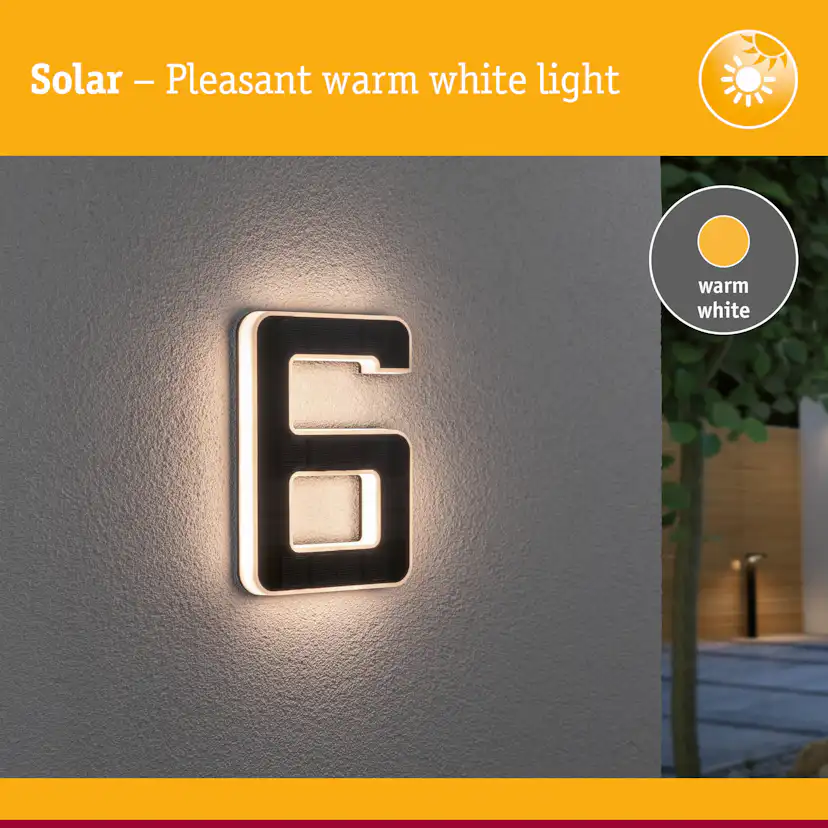 Fasadbelysning Solcell LED Paulmann Husnummer 0-9 med belysning inkl. utbytbart batteri IP44