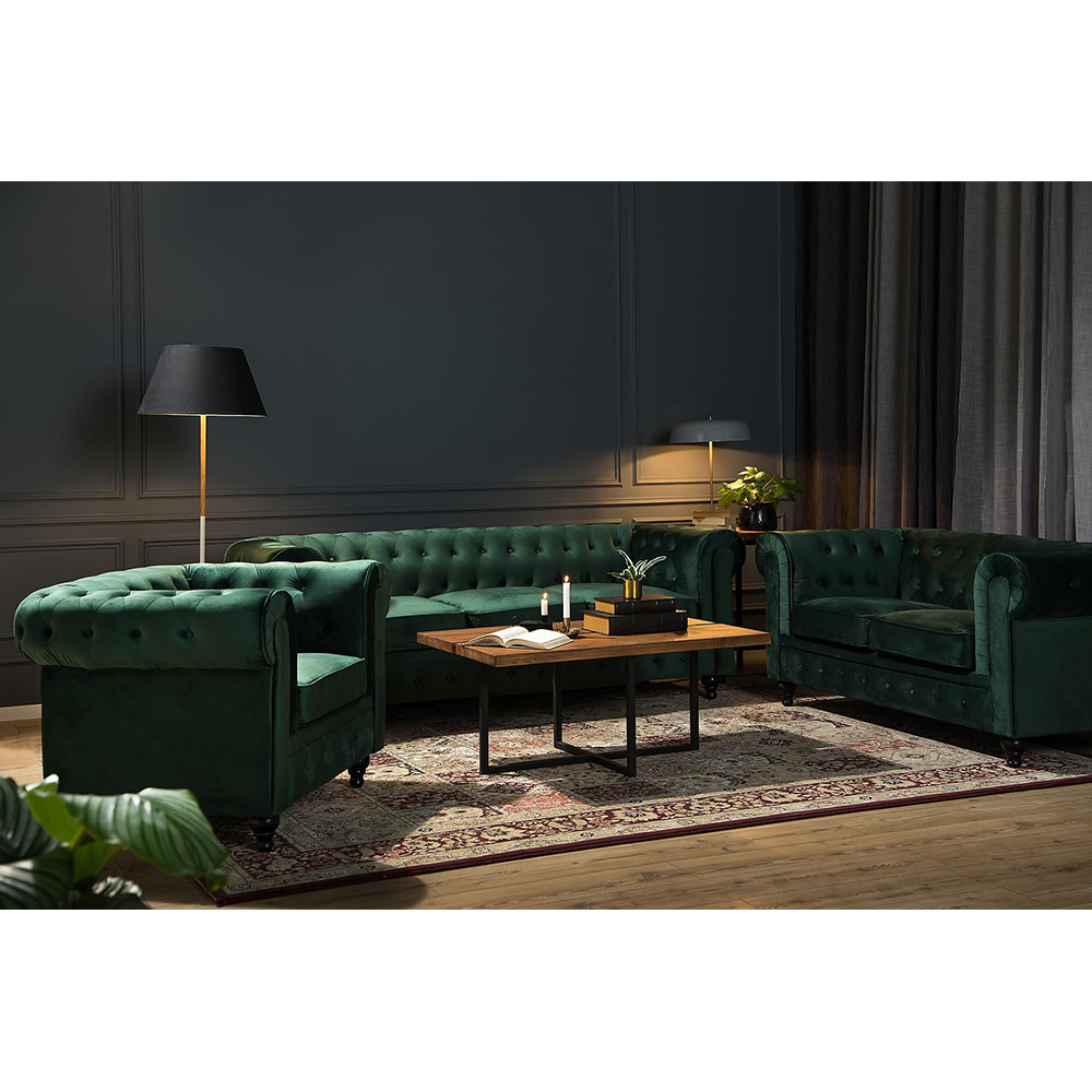 Soffgrupp Manor House Chesterfield Lyx 3-sits+2-sits+Fåtölj Sammet