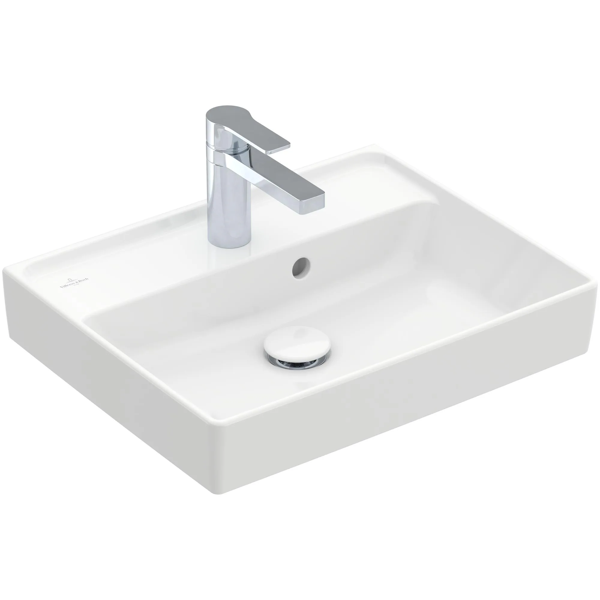 Tvättställ villeroy & Boch Collaro 43345G01 Vit Alpin, Med Bräddavlopp, 500 mm, för Enhålsblandare, Undersida: Polerad