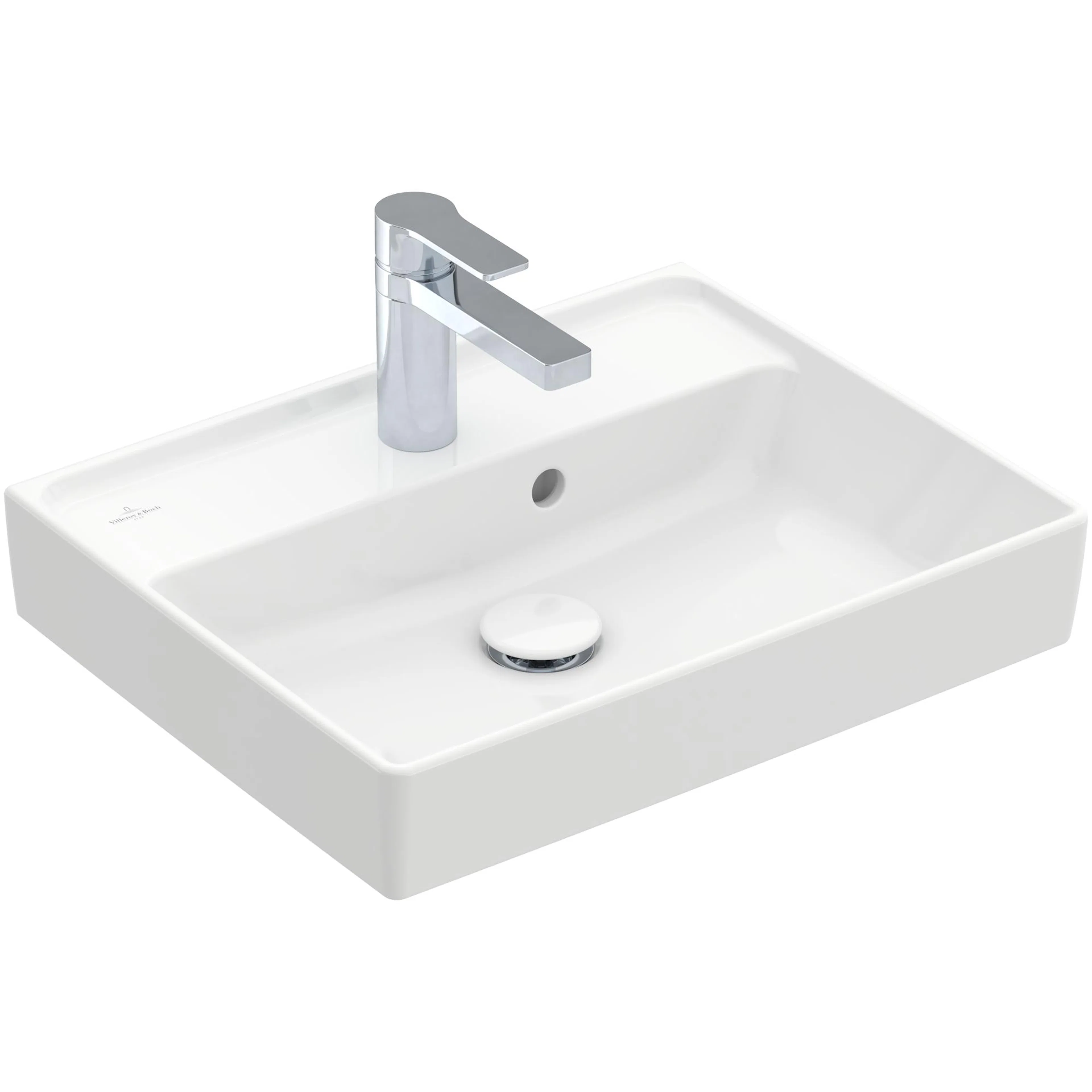 Tvättställ villeroy & Boch Collaro 43345G01 Vit Alpin, Med Bräddavlopp, 500 mm, för Enhålsblandare, Undersida: Polerad
