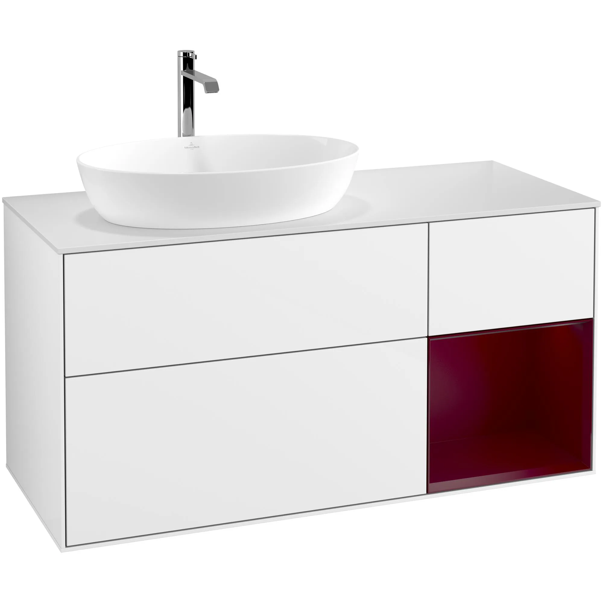 Tvättställsskåp Villeroy & Boch Finion med 3 Lådor Hylla och Bänkskiva för Ocentrerat Tvättställ från Artis & Collaro