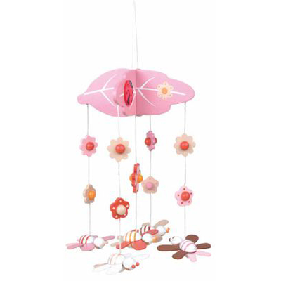 Sängmobil Magni Blommor & Bin Rosa