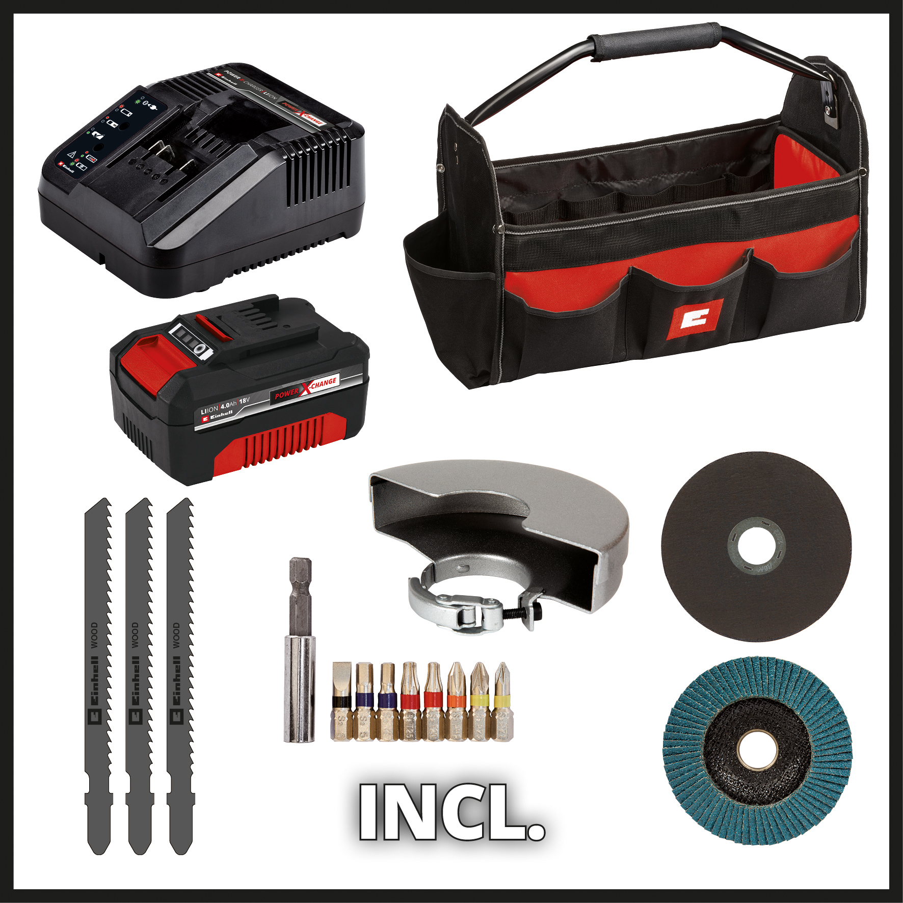 Elverktygskit Einhell TE-TK 18/3 Li  (JS+CD+AG) KIT med Batteri