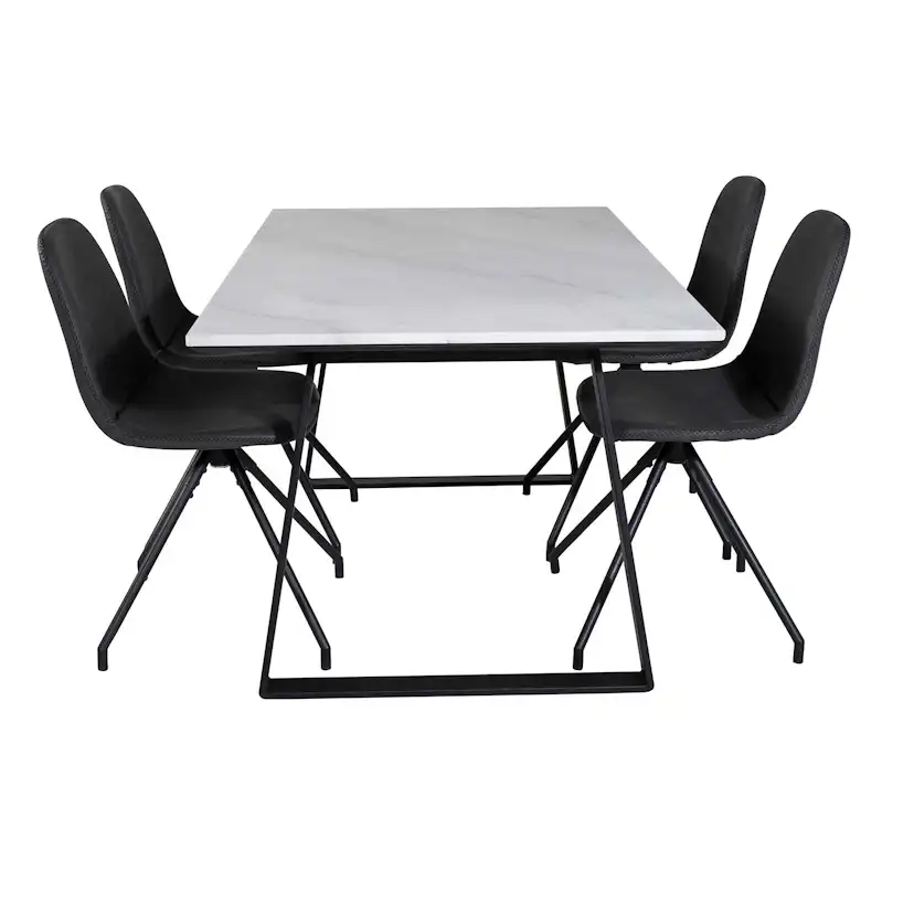 Matgrupp Venture Home Estelle 140 med 4 Pobbie Snurrfunktion Stolar Konstläder