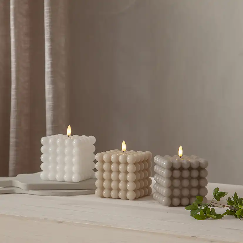 LEDBlockljus Flamme Dot Vit