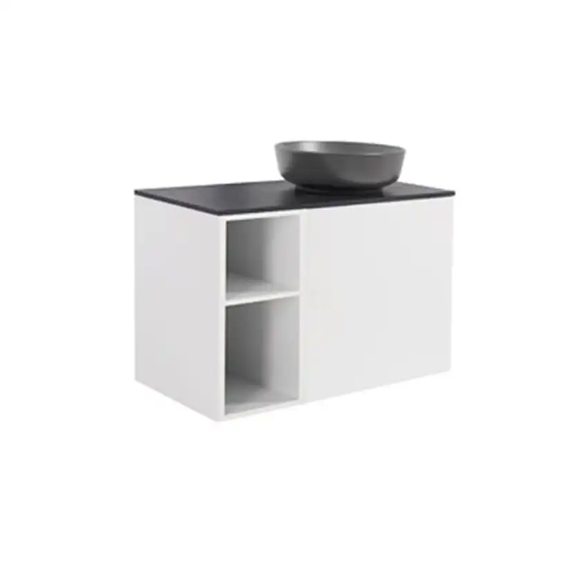 A IS60+30Ö VIT BS SV+TS RUSV Färg: Vit, Färg Tvättställ: Svart, Färg Bänkskiva: Svart, Rund Form, Storlek: 740x908 mm