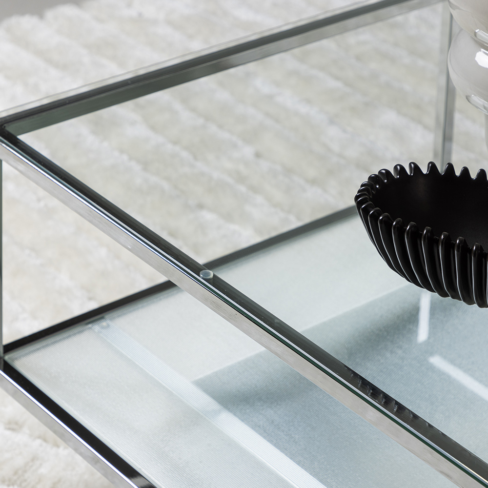 Soffbord Venture Home Maglehem Vardagsrumsbord i Glas med Stålram