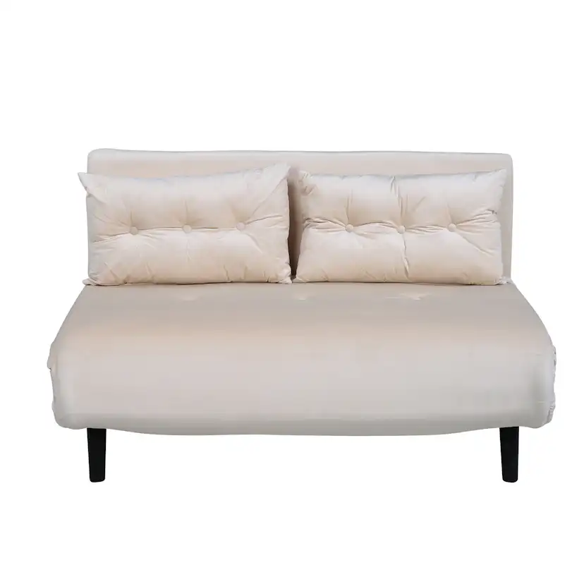 Vicky Folding Bed Double - Black / Beige Velvet Beige